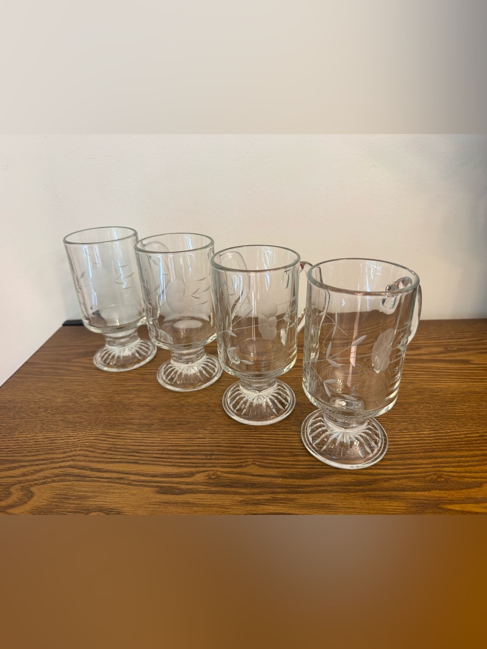 Vintage Princess House Heritage Crystal Irish Coffee Mugs - Set of 4 EUC